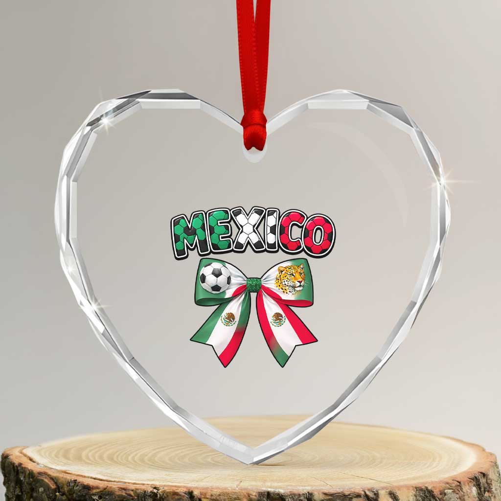 Mexico National Soccer Lover Heart Crystal Glass Ornament Soccer Pride Fan Gift