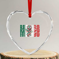 Mexico National Soccer Lover World Heart Crystal Glass Ornament Football Fan Gift