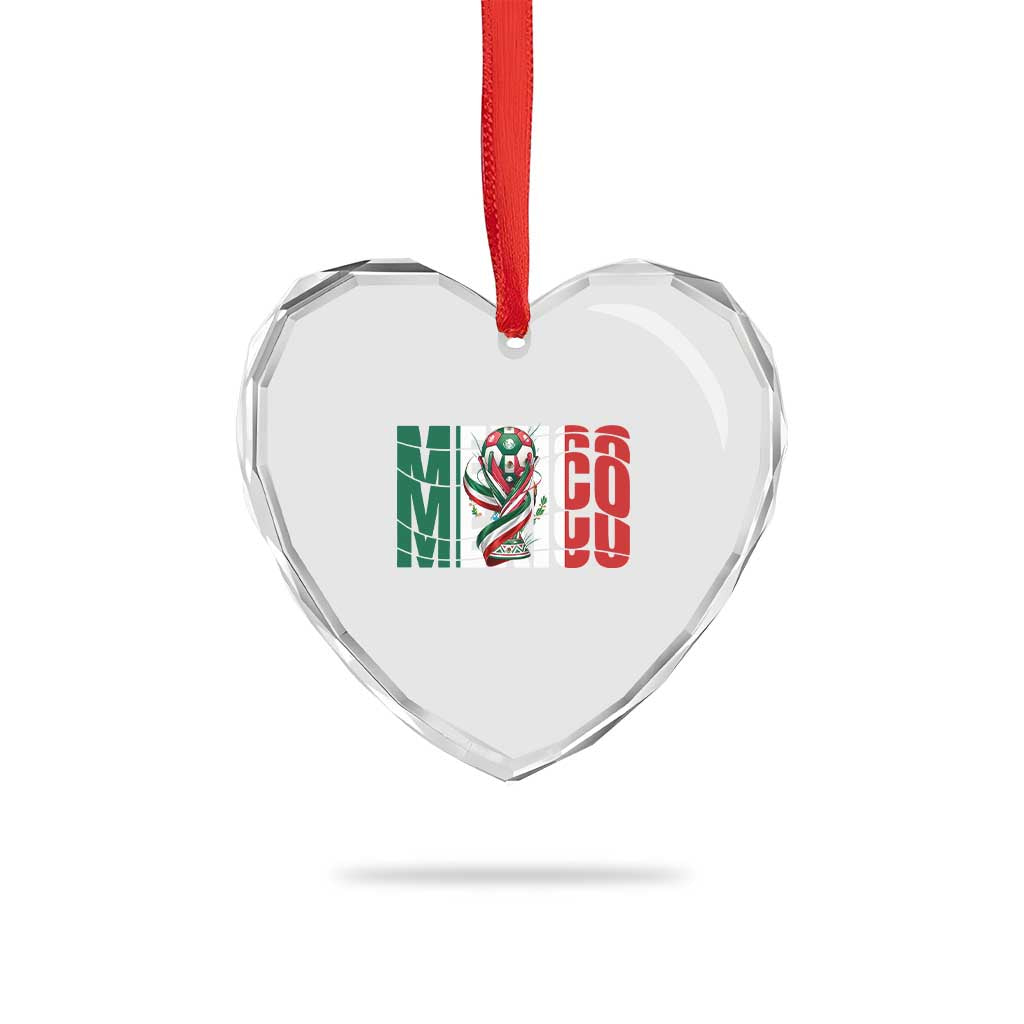 Mexico National Soccer Lover World Heart Crystal Glass Ornament Football Fan Gift