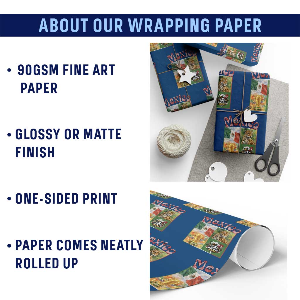 Mexico National Soccer Lover Wrapping Paper Roll Patriotic Mexican Fan Gift