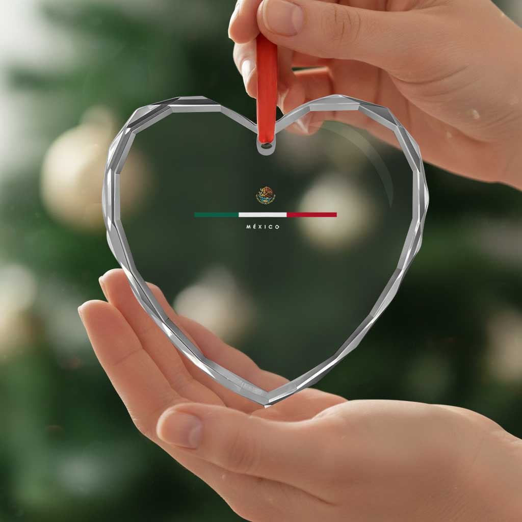 Mexico Pride Heart Crystal Glass Ornament Mexican Flag Independence Day Hispanic Heritage Minimalism - Wonder Print Shop