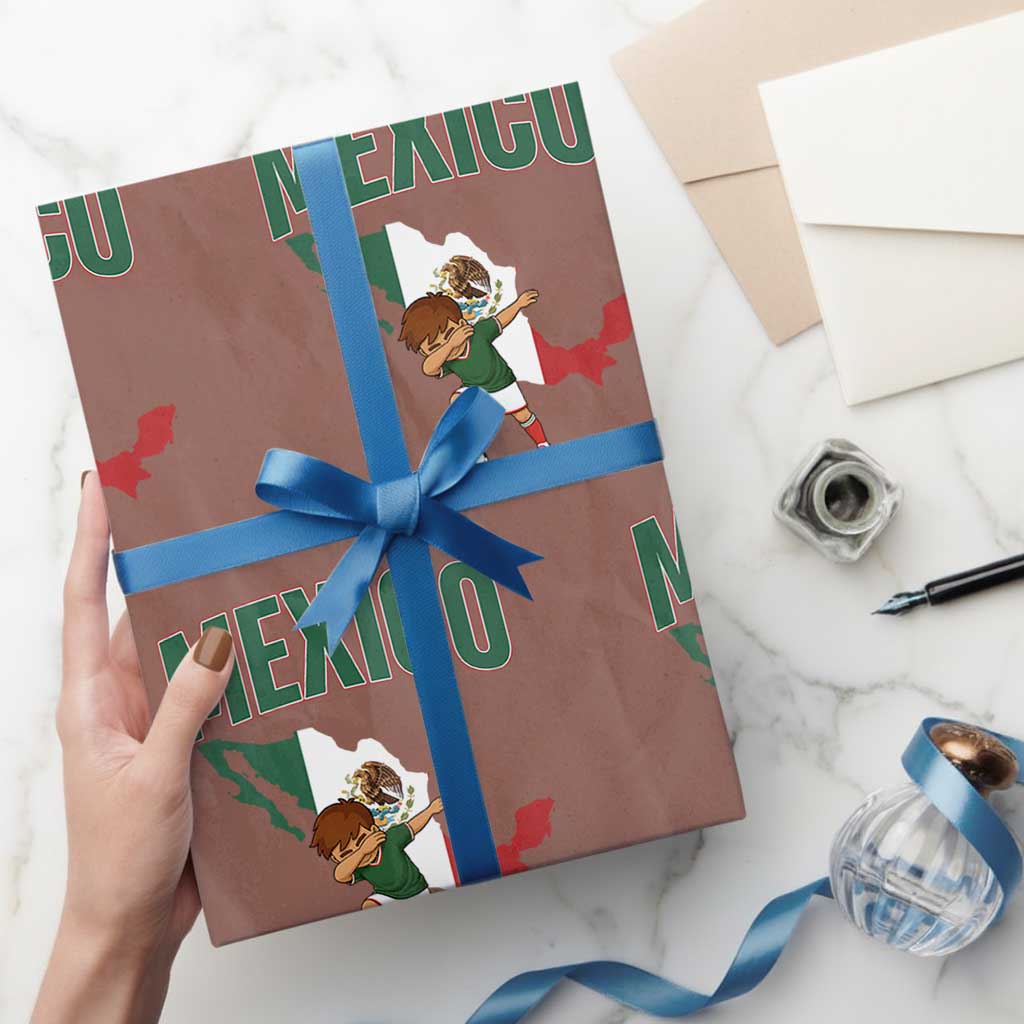 Mexico Soccer Boy Dabbing Boy Mexican Flag Map Wrapping Paper Roll