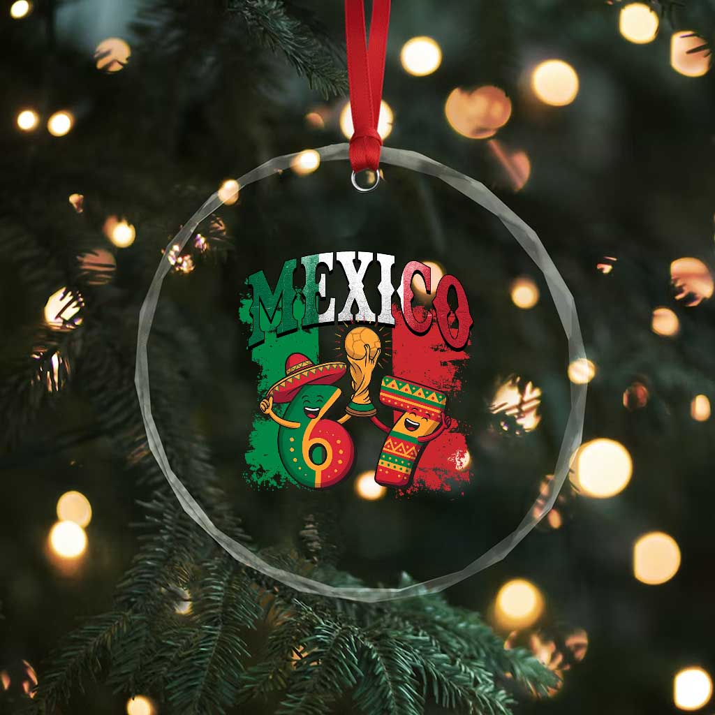 Mexico Soccer Fan Crystal Glass Ornament Funny 67 Viral Gen Alpha Slang Gift