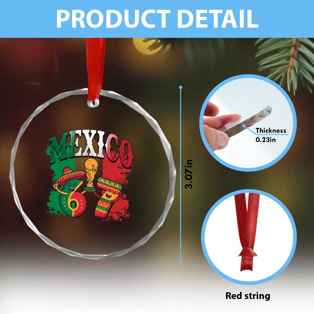 Mexico Soccer Fan Crystal Glass Ornament Funny 67 Viral Gen Alpha Slang Gift