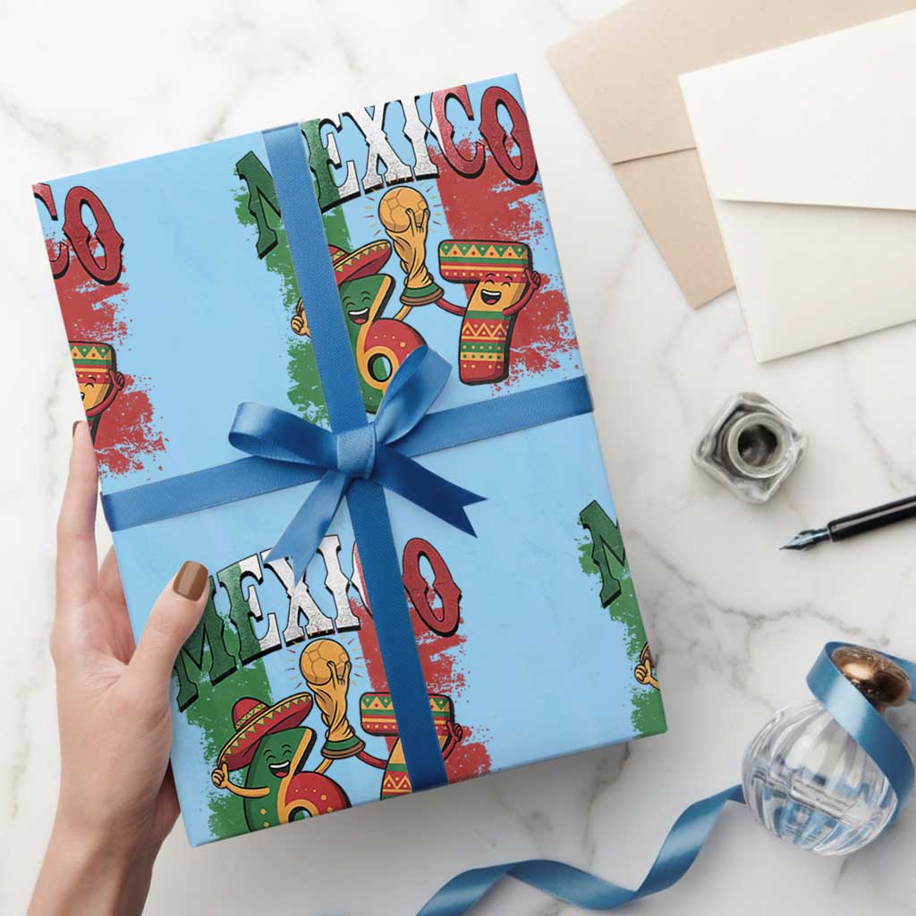 Mexico Soccer Fan Wrapping Paper Roll Funny 67 Viral Gen Alpha Slang Gift