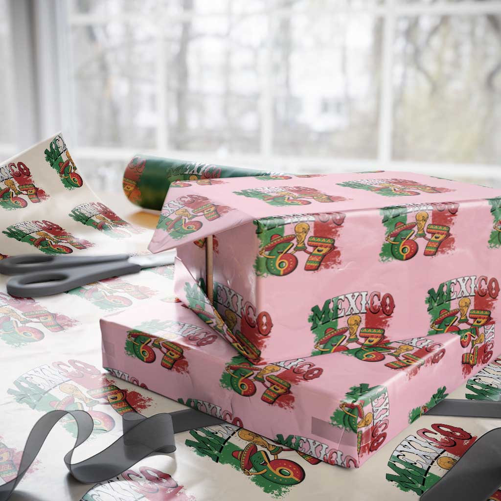 Mexico Soccer Fan Wrapping Paper Roll Funny 67 Viral Gen Alpha Slang Gift