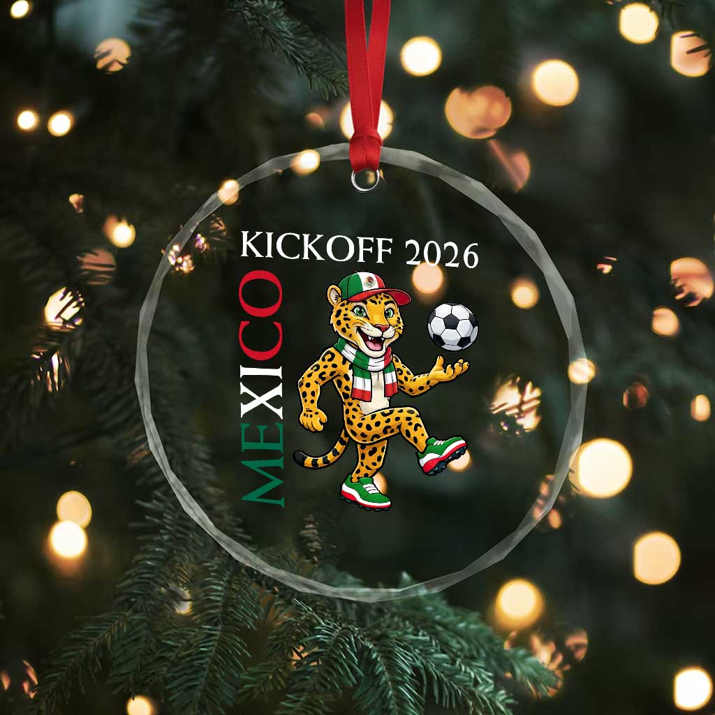 Mexico Soccer Pride Jaguar Kickoff 2026 Crystal Glass Ornament