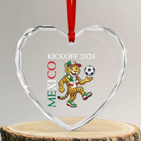 Mexico Soccer Pride Jaguar Kickoff 2026 Heart Crystal Glass Ornament