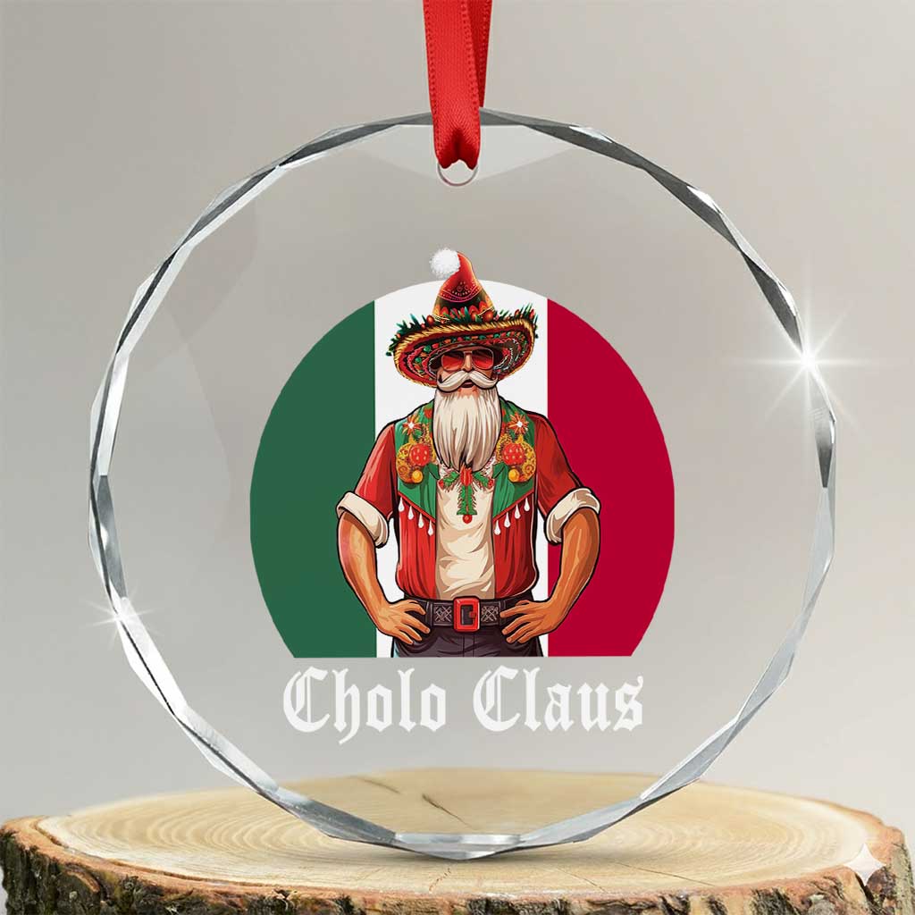 Mexico Xmas Crystal Glass Ornament Cholo Claus Mexican Santa Sombrero Feliz Navidad - Wonder Print Shop