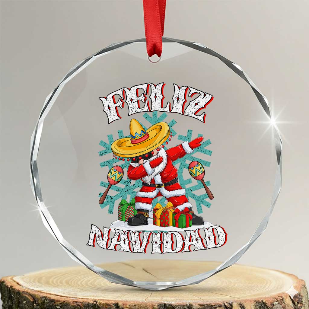 Mexico Xmas Crystal Glass Ornament Feliz Navidad Dabbing Spanish Sombrero - Wonder Print Shop