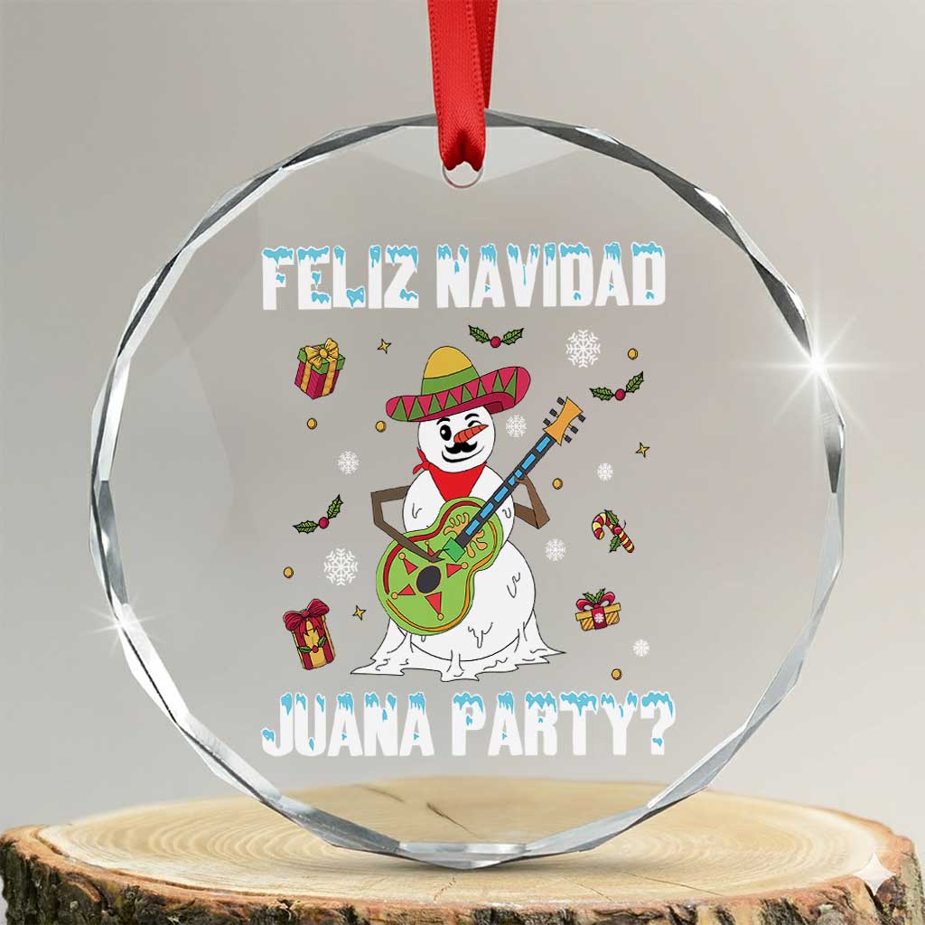 Mexico Xmas Crystal Glass Ornament Feliz Navidad Juana Party Snowman Dancing - Wonder Print Shop