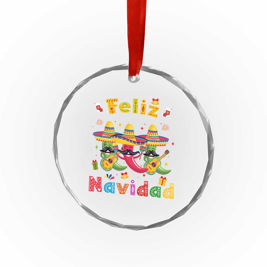 Mexico Xmas Crystal Glass Ornament Feliz Navidad Mexican Fiesta Hot Pepper Guitar Party TS09