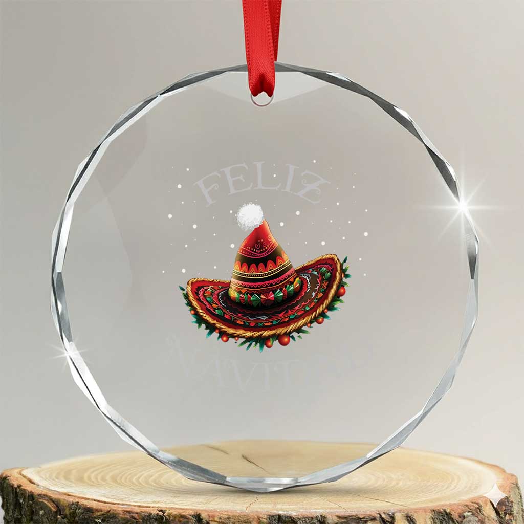 Mexico Xmas Crystal Glass Ornament Feliz Navidad Santa Hat Sombrero TS09