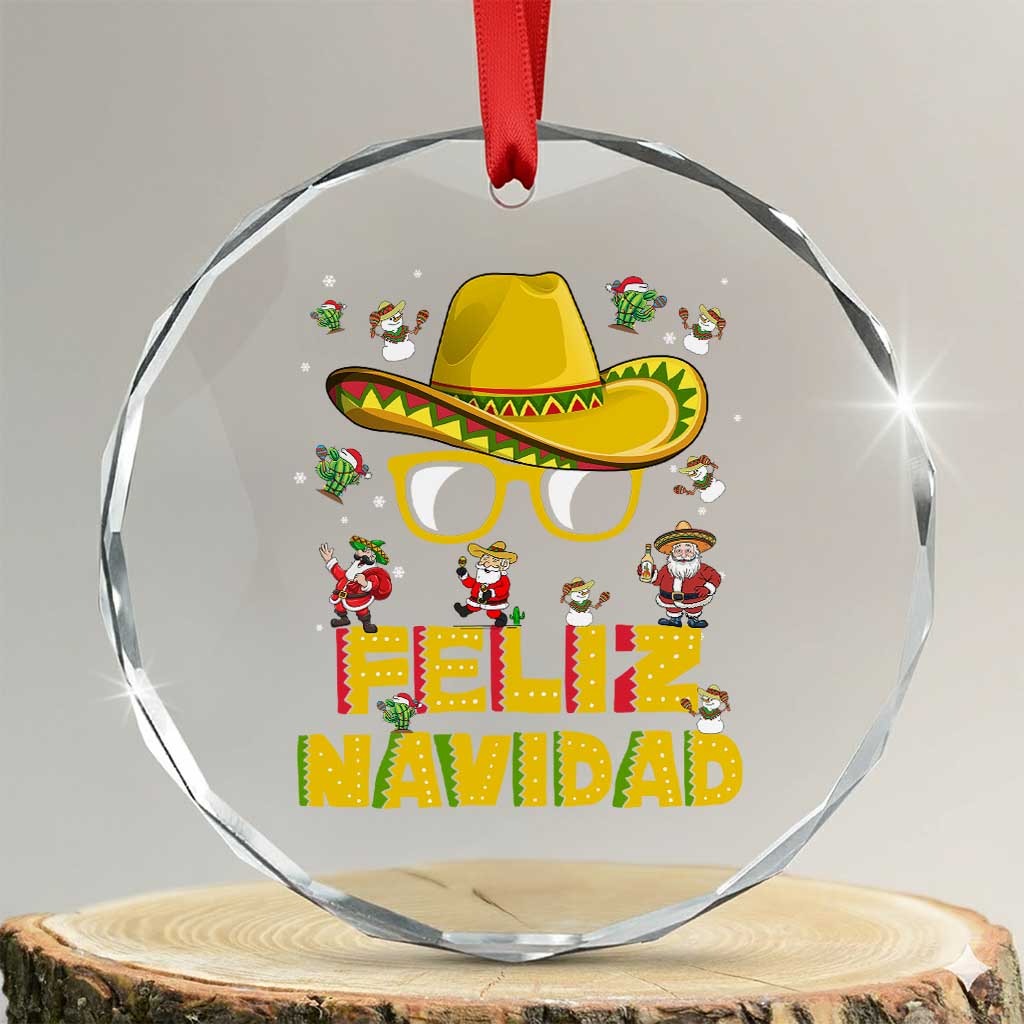 Mexico Xmas Crystal Glass Ornament Feliz Navidad Sombrero TS10