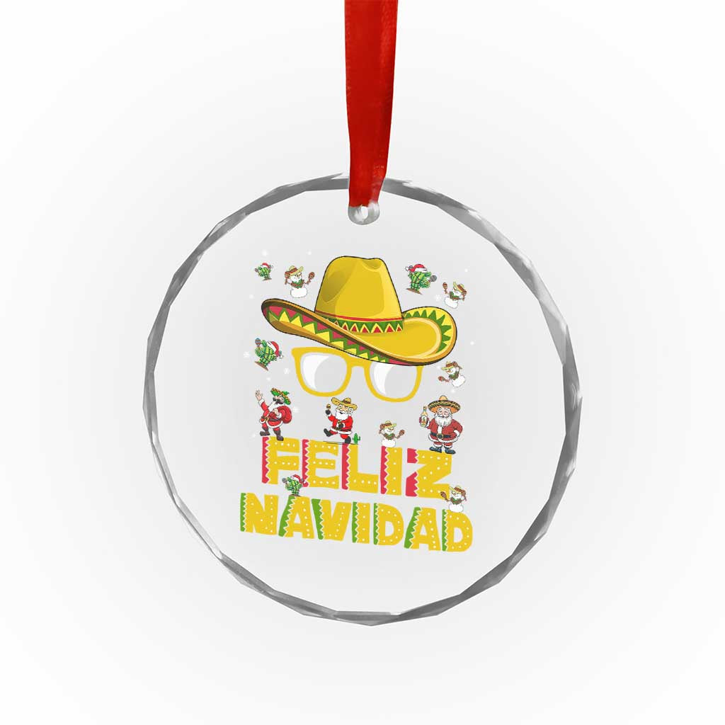 Mexico Xmas Crystal Glass Ornament Feliz Navidad Sombrero TS10
