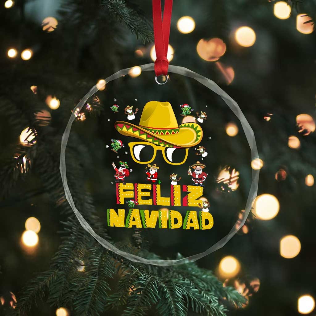 Mexico Xmas Crystal Glass Ornament Feliz Navidad Sombrero TS10