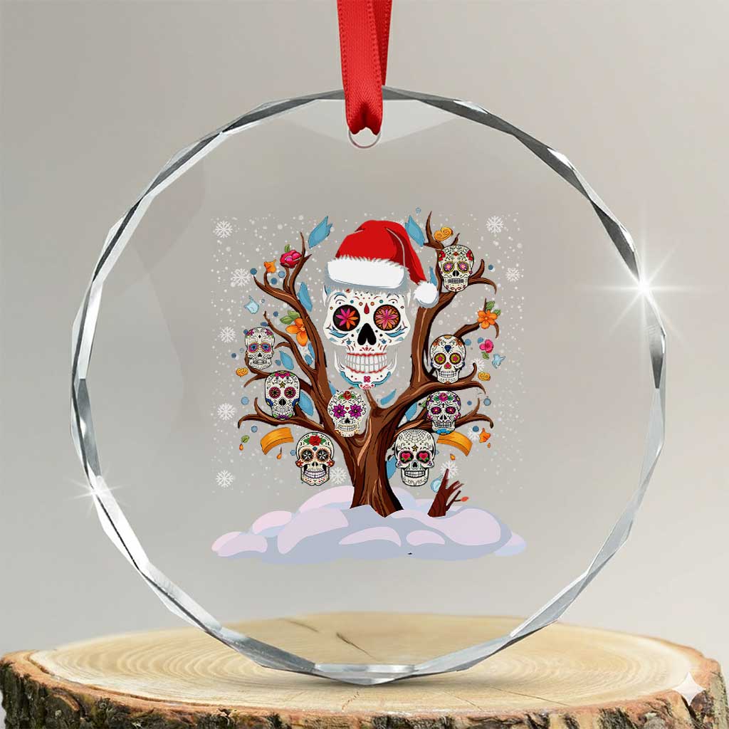 Mexico Xmas Crystal Glass Ornament Sugar Skull On Tree Funny Xmas TS09