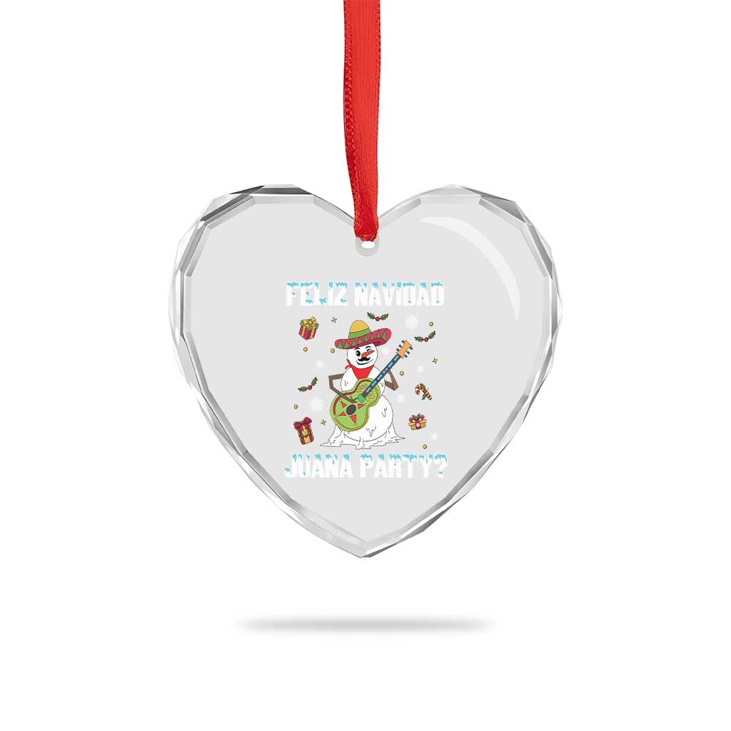 Mexico Xmas Heart Crystal Glass Ornament Feliz Navidad Juana Party Snowman Dancing - Wonder Print Shop