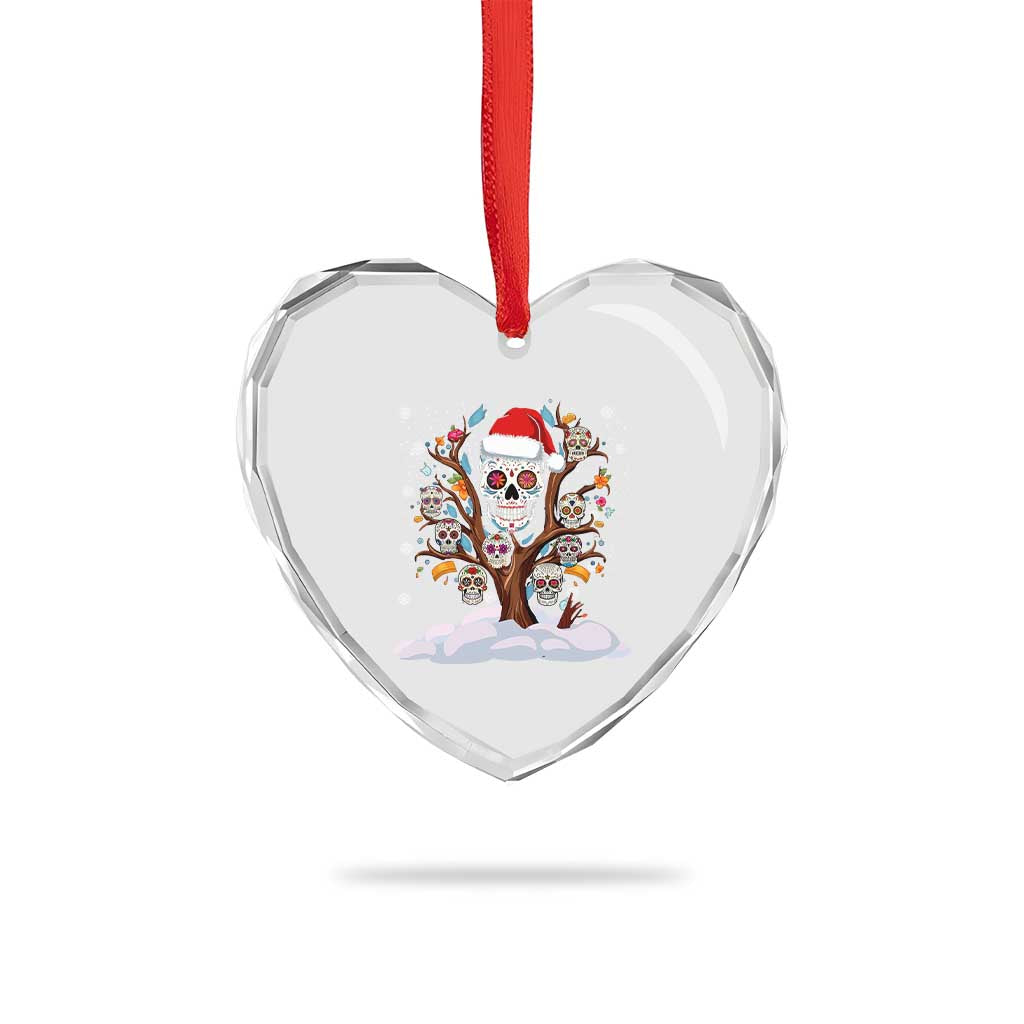 Mexico Xmas Heart Crystal Glass Ornament Sugar Skull On Tree Funny Xmas - Wonder Print Shop