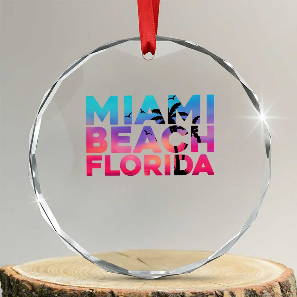 Miami Beach Florida Proud Crystal Glass Ornament Floridian Retro Palms Trees
