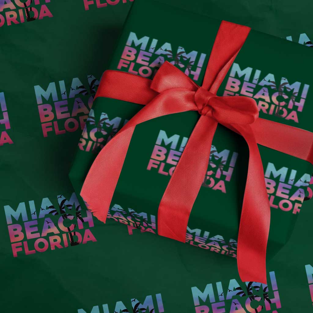 Miami Beach Florida Proud Wrapping Paper Roll Floridian Retro Palms Trees