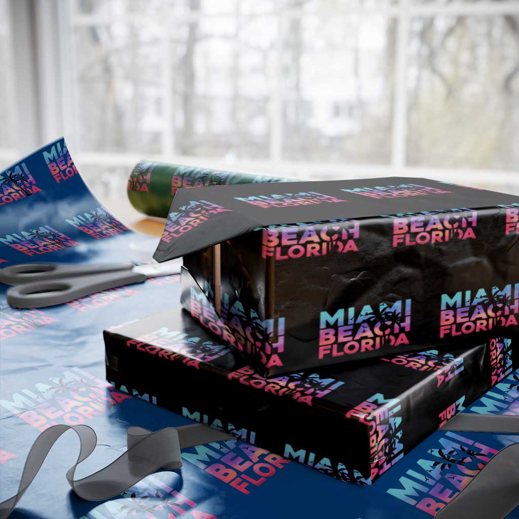 Miami Beach Florida Proud Wrapping Paper Roll Floridian Retro Palms Trees