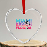 Miami Beach Florida Proud Heart Crystal Glass Ornament Floridian Retro Palms Trees