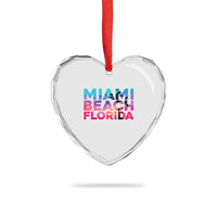 Miami Beach Florida Proud Heart Crystal Glass Ornament Floridian Retro Palms Trees