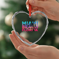 Miami Beach Florida Proud Heart Crystal Glass Ornament Floridian Retro Palms Trees