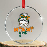 Miami Girl Messy Bun Bandana Crystal Glass Ornament South Florida Pride Palm Trees