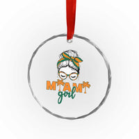 Miami Girl Messy Bun Bandana Crystal Glass Ornament South Florida Pride Palm Trees