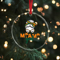 Miami Girl Messy Bun Bandana Crystal Glass Ornament South Florida Pride Palm Trees