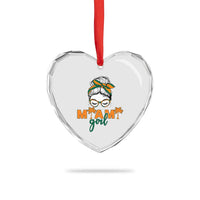 Miami Girl Messy Bun Bandana Heart Crystal Glass Ornament South Florida Pride Palm Trees