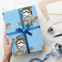 Miami Girl Messy Bun Bandana Wrapping Paper Roll South Florida Pride Palm Trees