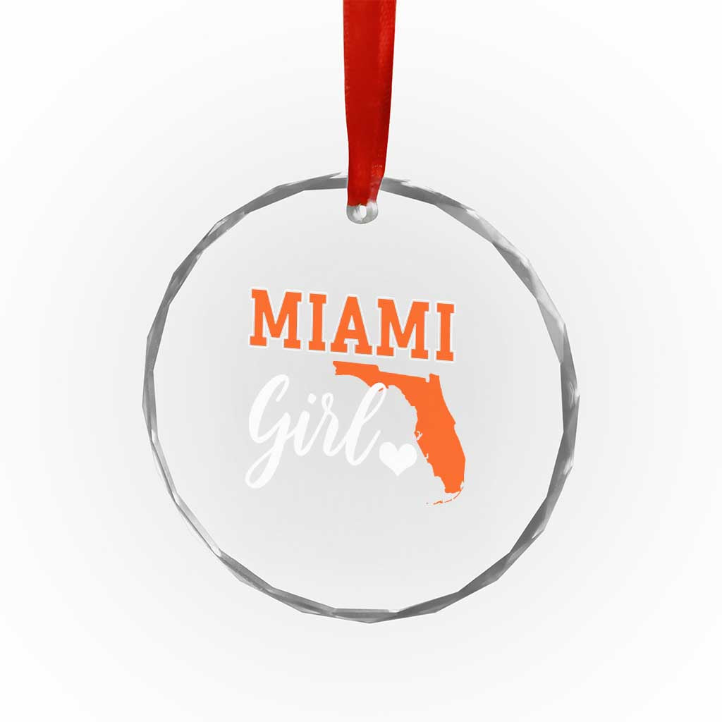 Miami Girl Pride Crystal Glass Ornament Florida State Map Local Love