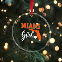 Miami Girl Pride Crystal Glass Ornament Florida State Map Local Love