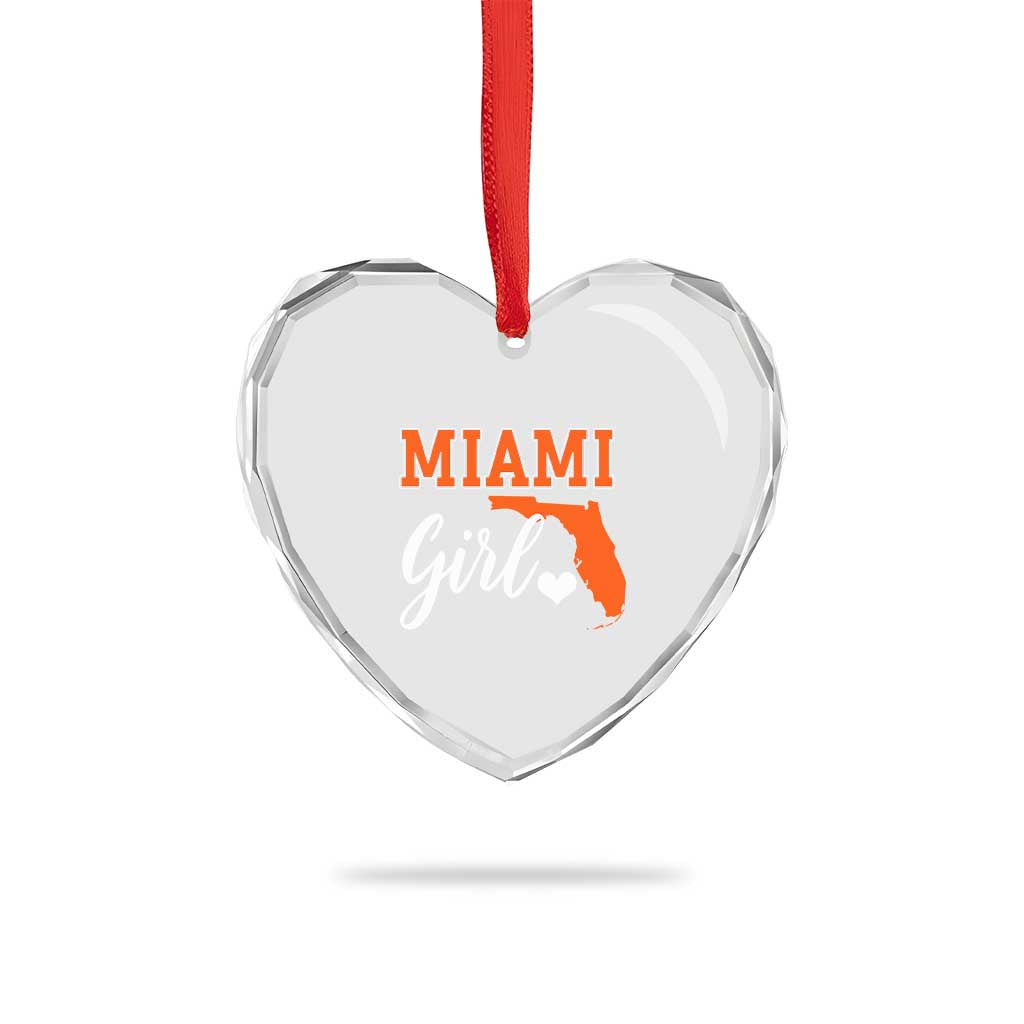 Miami Girl Pride Heart Crystal Glass Ornament Florida State Map Local Love