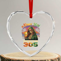 Miami Girl Skeleton Property of the 305 Heart Crystal Glass Ornament Tropical City Florida Pride Street Style
