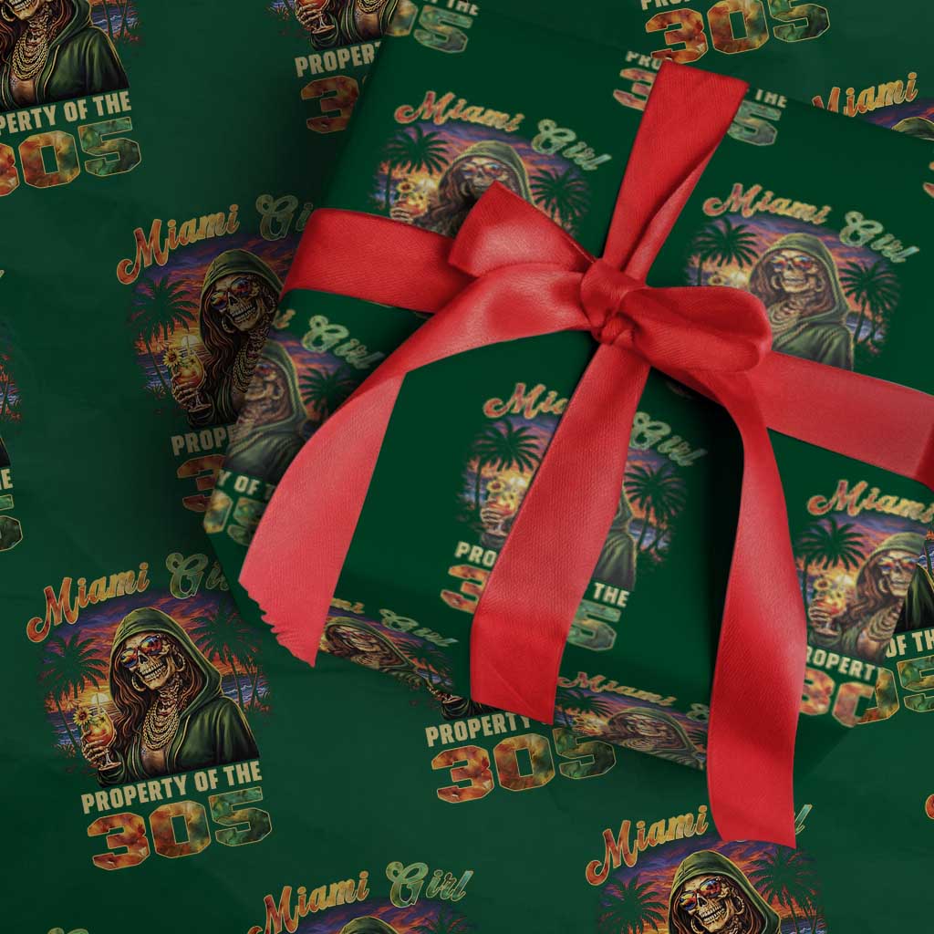 Miami Girl Skeleton Property of the 305 Wrapping Paper Roll Tropical City Florida Pride Street Style