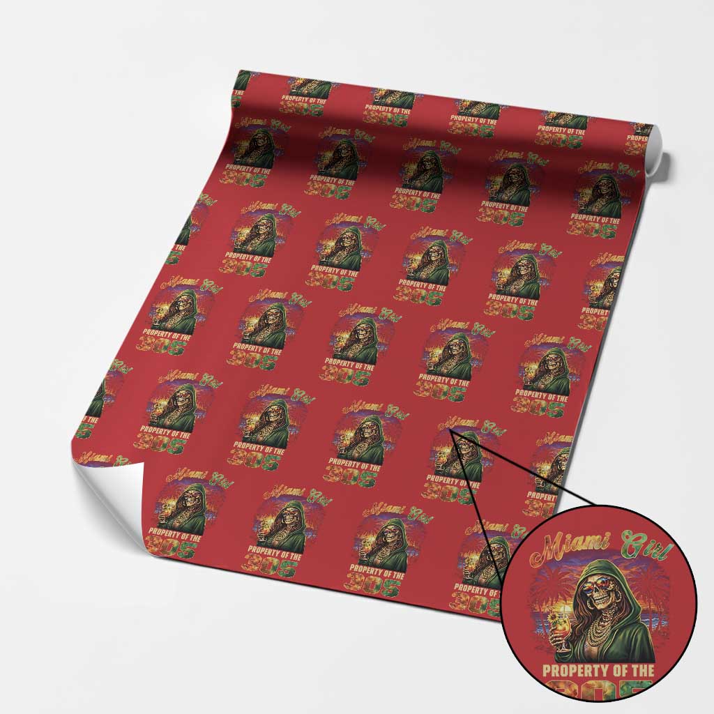 Miami Girl Skeleton Property of the 305 Wrapping Paper Roll Tropical City Florida Pride Street Style