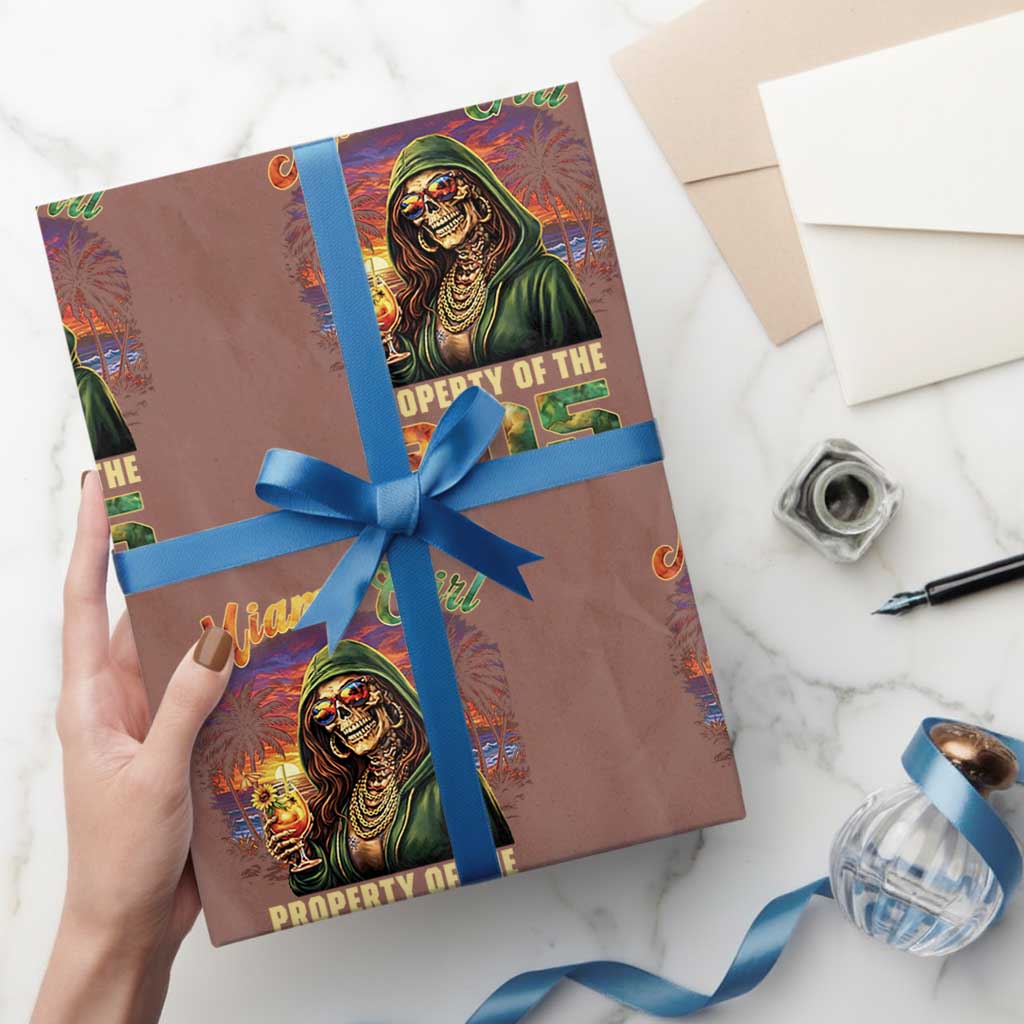 Miami Girl Skeleton Property of the 305 Wrapping Paper Roll Tropical City Florida Pride Street Style