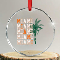 Miami Pride Palm Tree Graphic Crystal Glass Ornament Orange and Green Tropical City Vibes