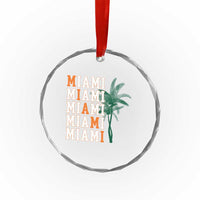 Miami Pride Palm Tree Graphic Crystal Glass Ornament Orange and Green Tropical City Vibes