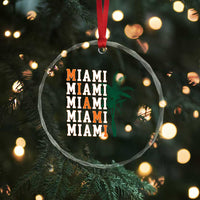 Miami Pride Palm Tree Graphic Crystal Glass Ornament Orange and Green Tropical City Vibes