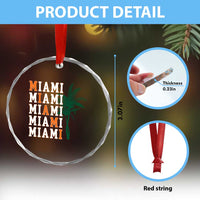 Miami Pride Palm Tree Graphic Crystal Glass Ornament Orange and Green Tropical City Vibes