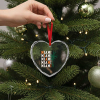 Miami Pride Palm Tree Graphic Heart Crystal Glass Ornament Orange and Green Tropical City Vibes
