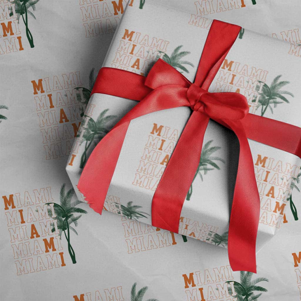 Miami Pride Palm Tree Graphic Wrapping Paper Roll Orange and Green Tropical City Vibes