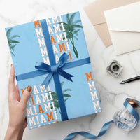 Miami Pride Palm Tree Graphic Wrapping Paper Roll Orange and Green Tropical City Vibes