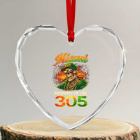 Miami Property of the 305 Skeleton Graphic Heart Crystal Glass Ornament Street King with Sunset Florida Swag