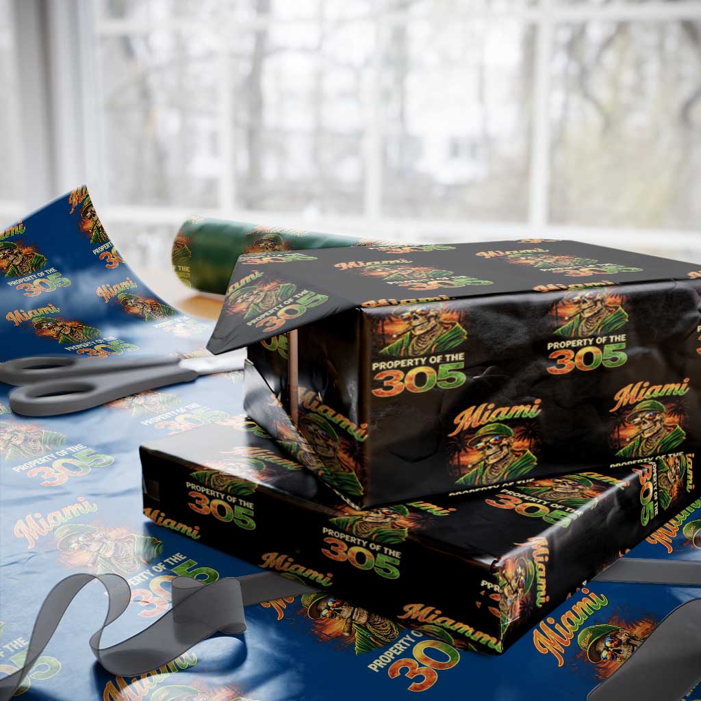 Miami Property of the 305 Skeleton Graphic Wrapping Paper Roll Street King with Sunset Florida Swag